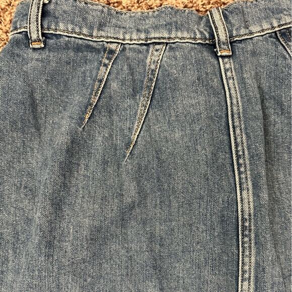 We The Free People Cosmico Flirt Denim Pleated Raw Hem Mini Skirt Rain Wash 31 - Picture 6 of 8